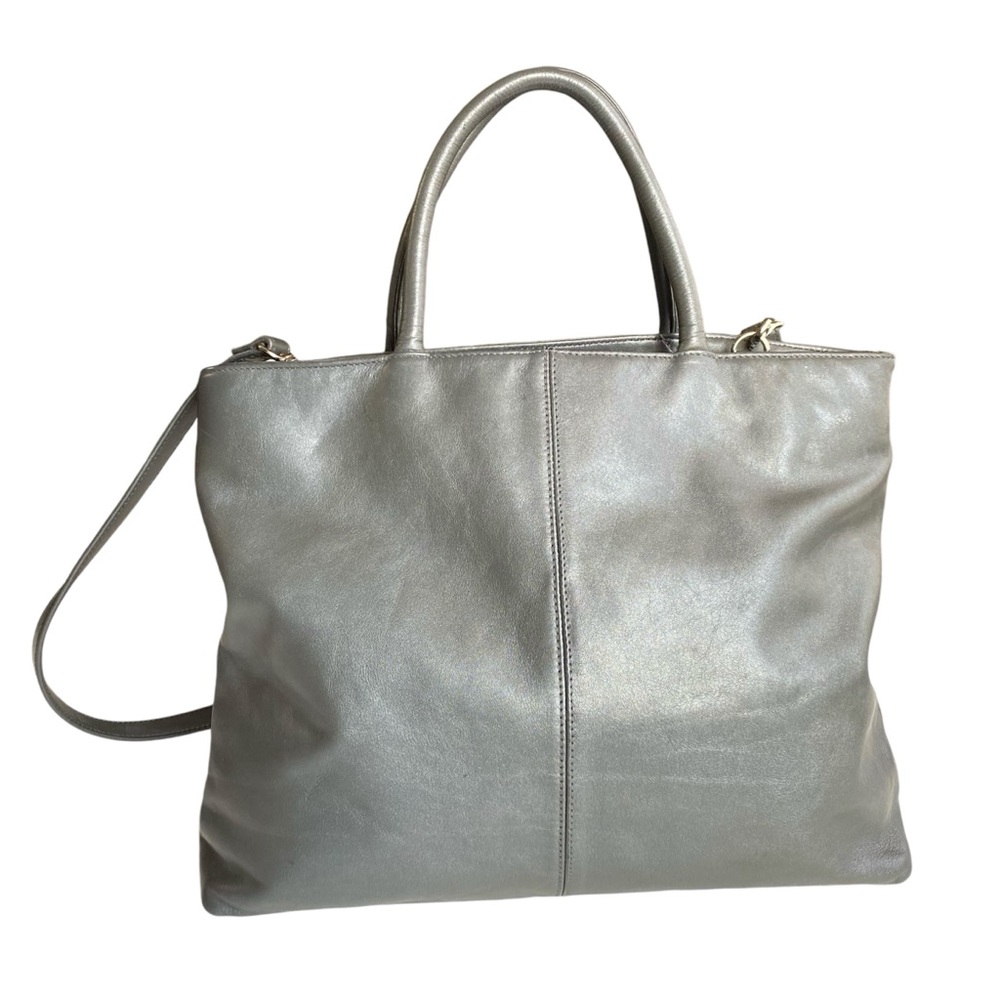Liz Claiborne Genuine Grey Leather Bag with Handles & Detachable Shoulder Strap - Picture 2 of 13